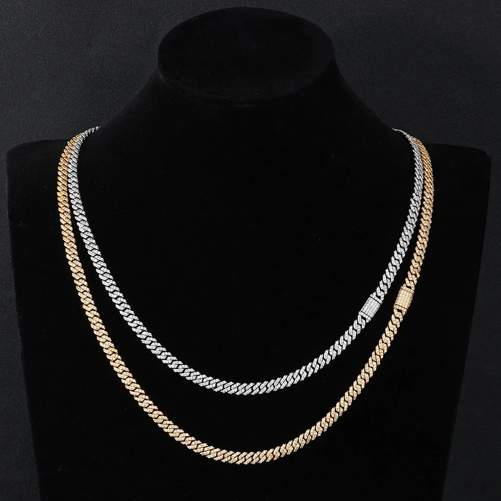 HHIOK Full Zircon Jewelry Necklace Bracelet 6MM Inlaid with 5A Zircon Sparkling Luxury Design Men's and Women's Surprise Gifts