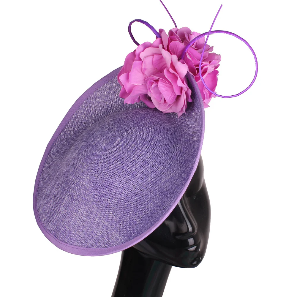 Wspaniała formalna sukienka ślubna czapka Fedora kobiety duże Derby nakrycie głowy kwiat moda kapelusz Fasinator ręcznie robiona okazja czapka millinery