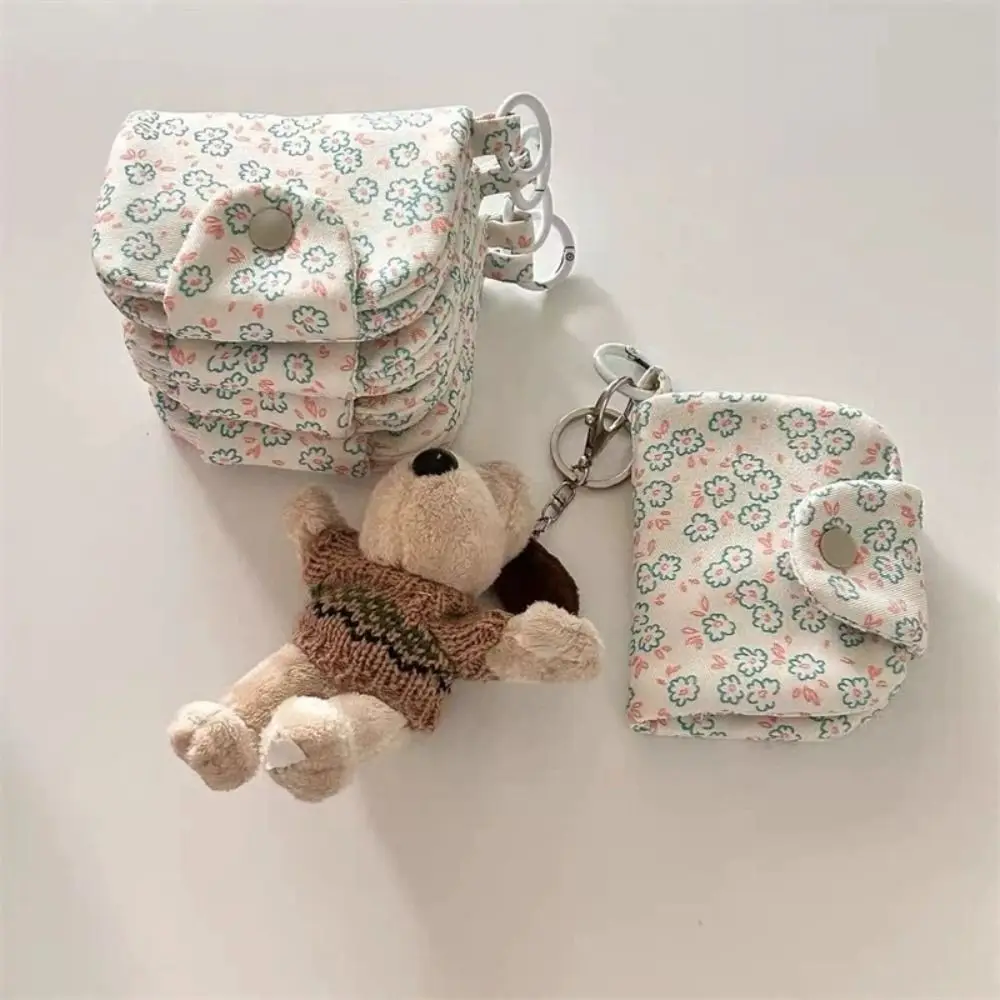 

New Cute Student Coin Purse Fashion Portable Wallet Card Holder Korean Floral Printed Small Storage Bag
