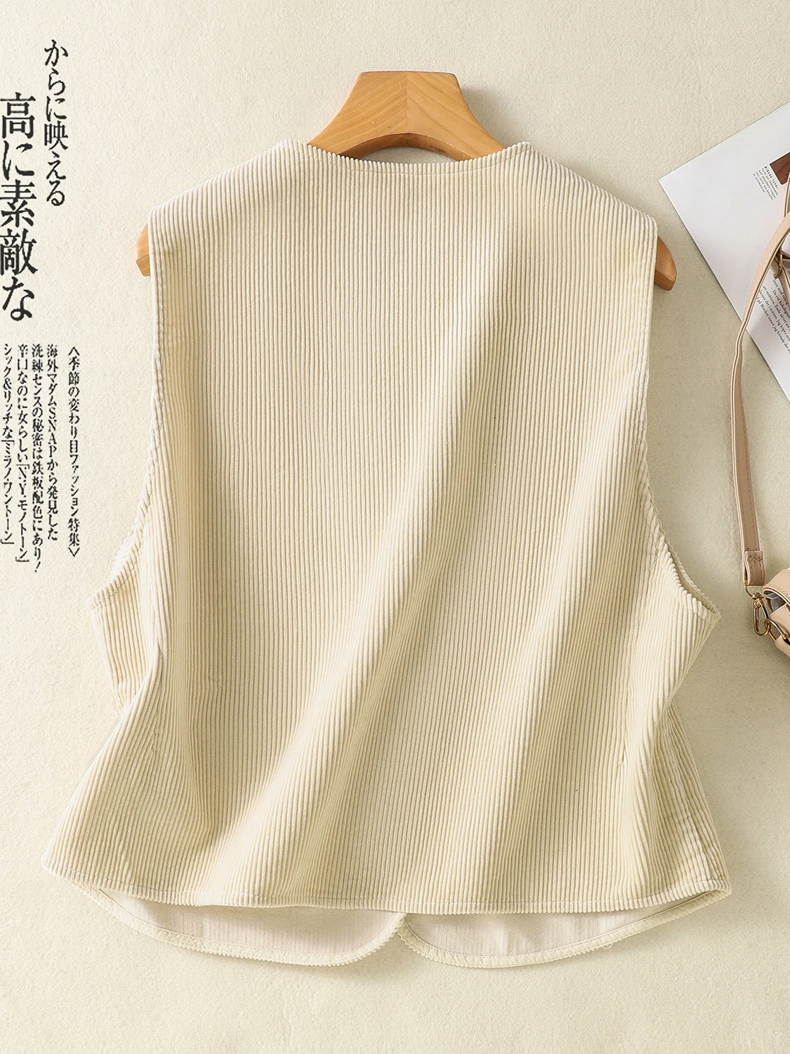 

Retro Japanese Sle Corduroy Vest Women's Loose Casual Double Button Strip Velvet Svel Top Spring Autumn Seasonal