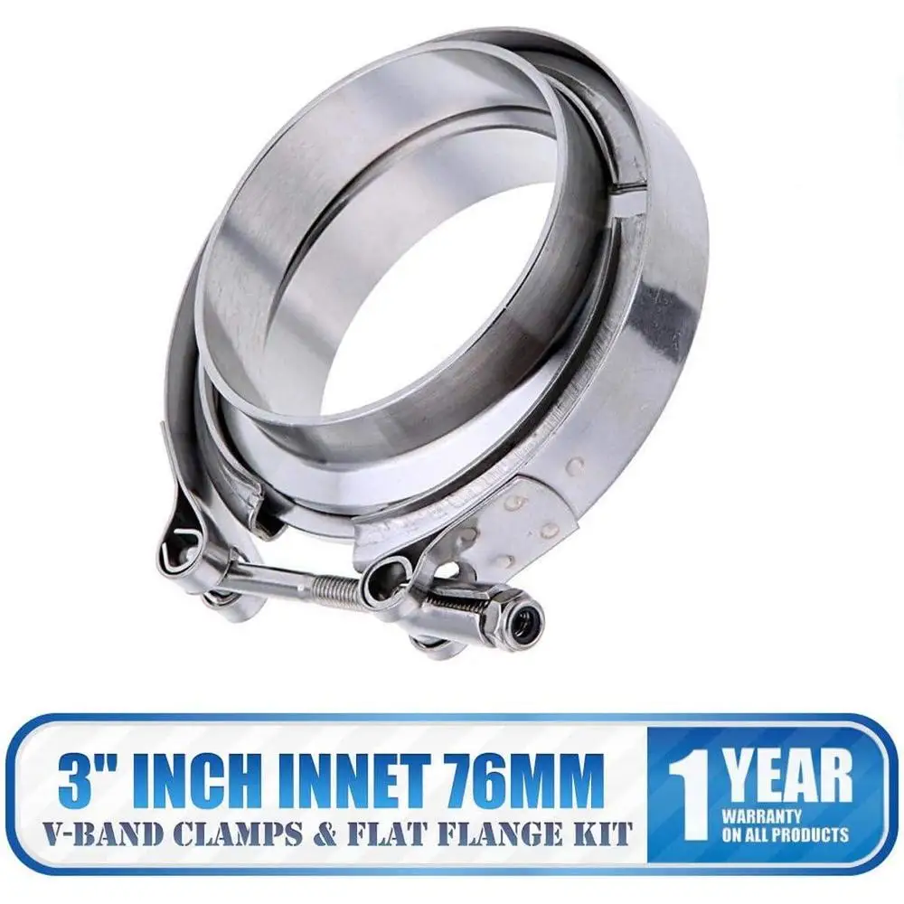 

1Pcs MASO Stainless Steel V Band Flat Flange Clamp Kit Assembly For Various Vehicles 76mm/3inch High Quality Car Accessories