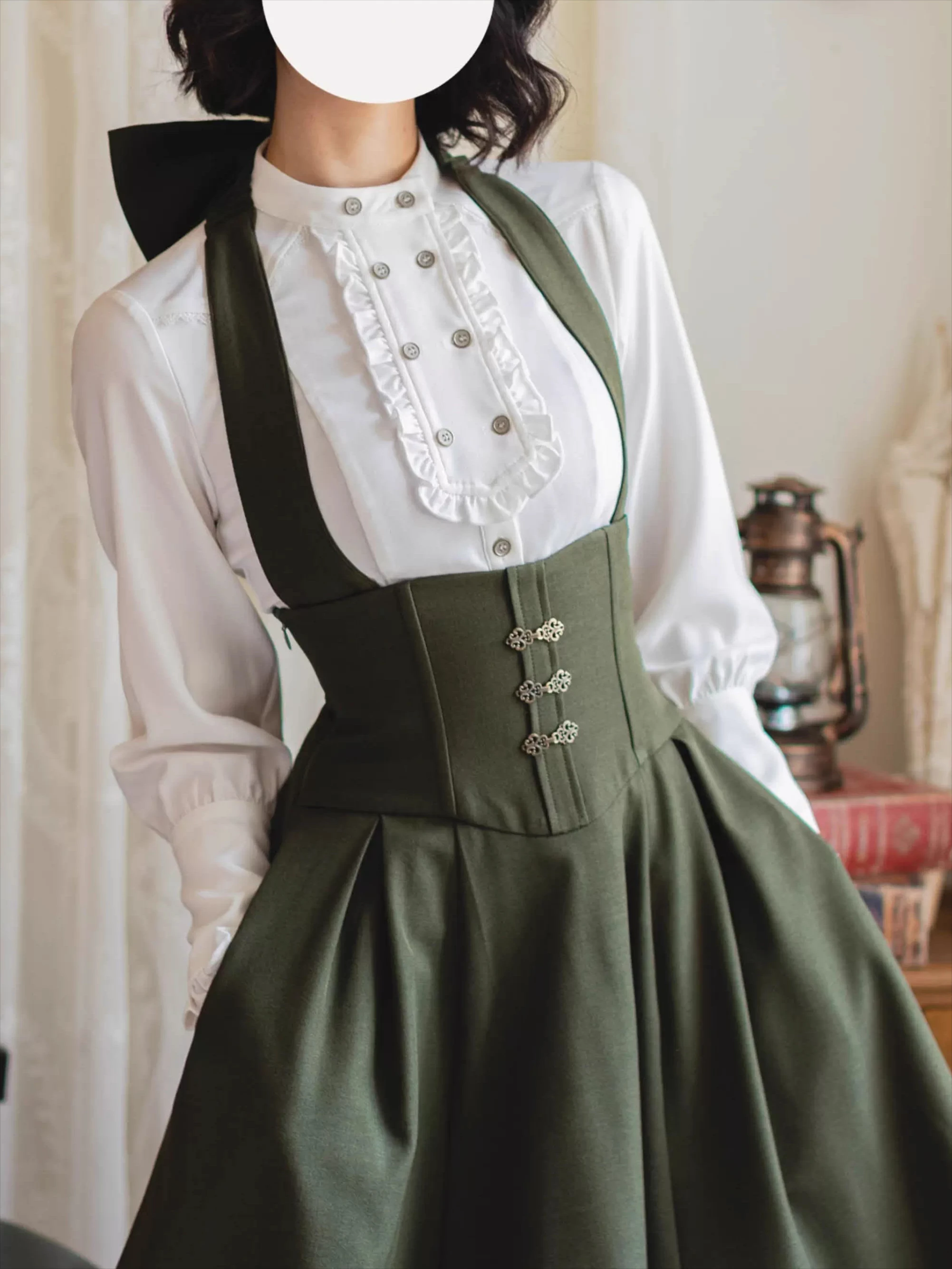 

Оригинальная рубашка в стиле ретро со шнуровкой и рукавами-фонариками в британском стиле, элегантные однобортные тонкие рубашки, простой классический топ