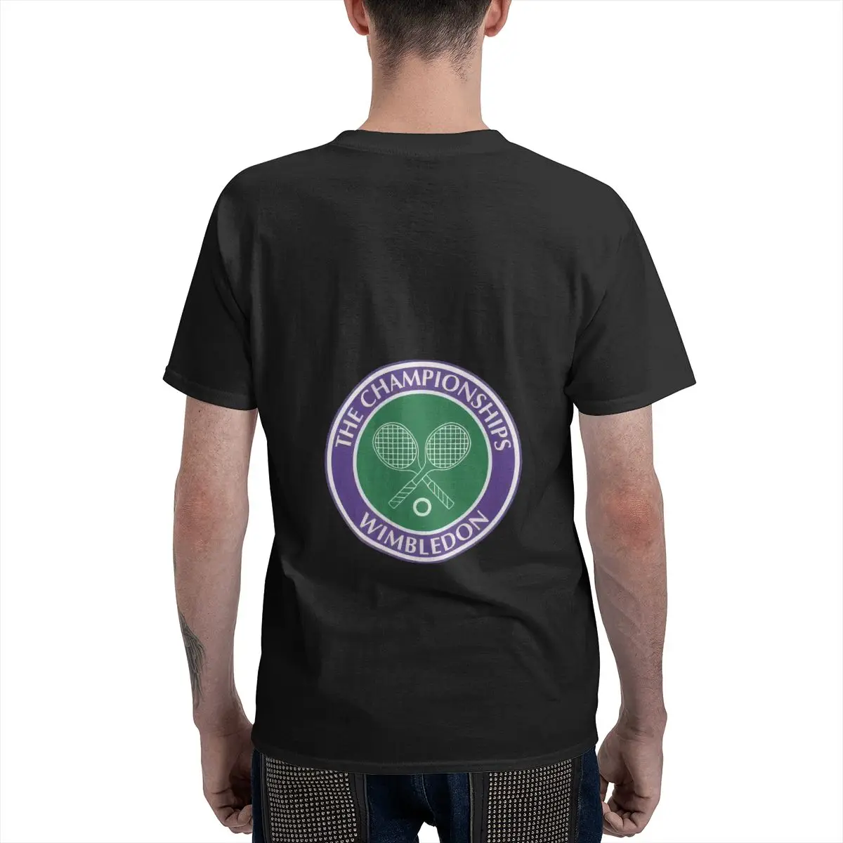 Wimbledon Camping Logo Men's Short Sleeve T-shirt Round Neck 100% Cotton T shirt S-6XL