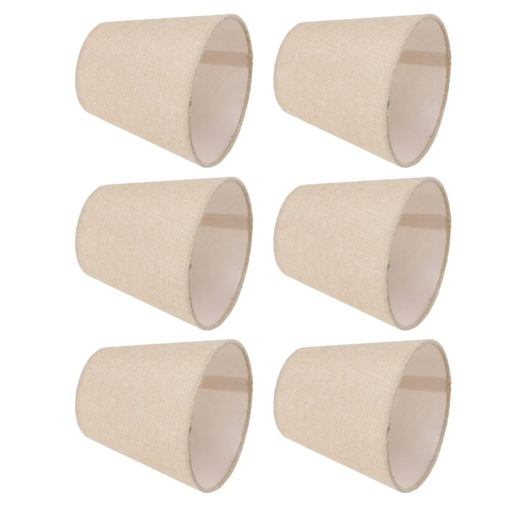 

6PCS Simple Fabric Lampshade Clip On Design 5.1 inch Height Chandelier Lamp Shades Lamp Cover Table Lamp