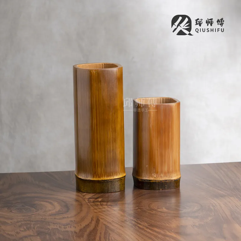 ✨ Zen Style Bamboo Pen Holder Natural Wooden Desk Organizer Japanese Tea Storage Tube Minimalist Office Supplies Home Decor
