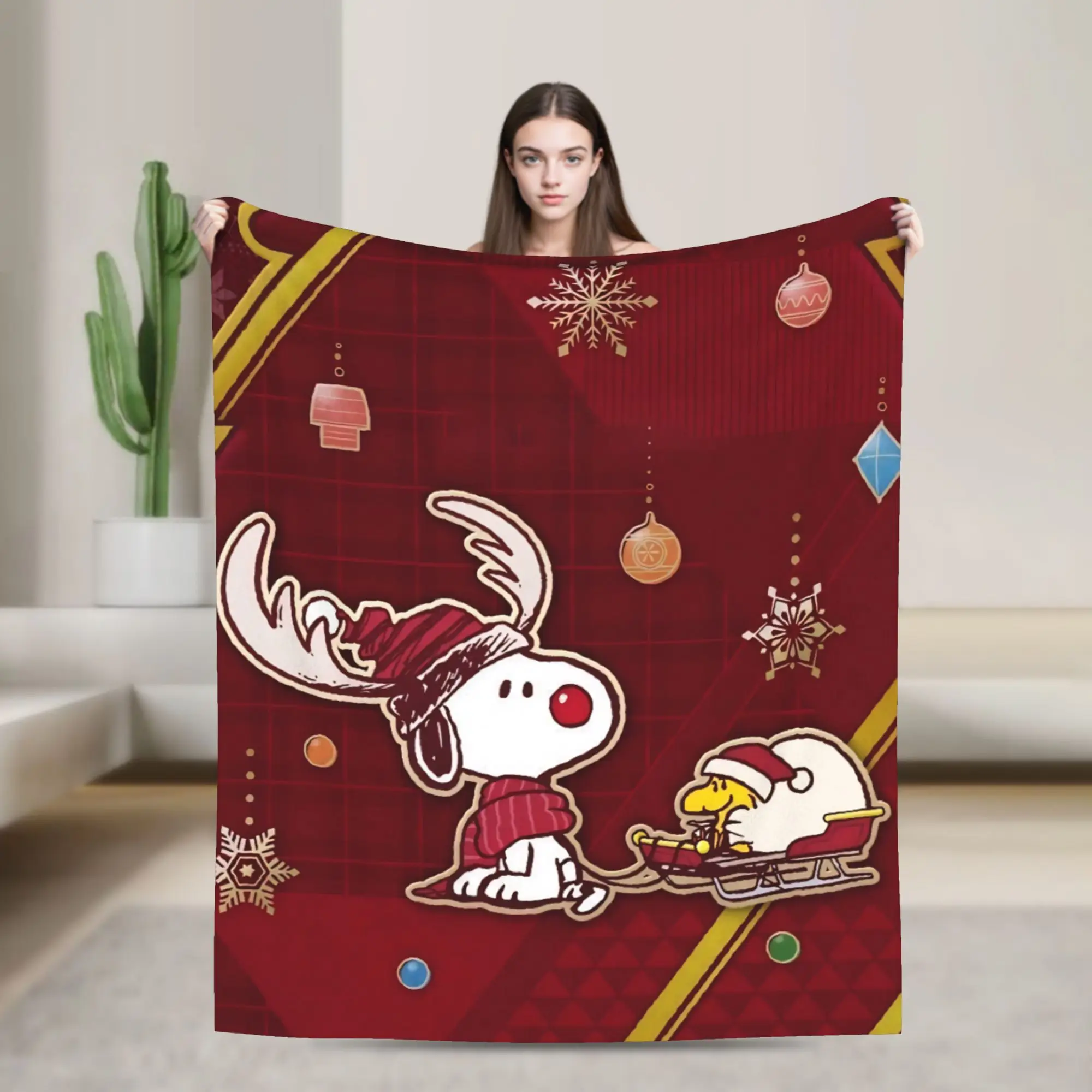 S-Snoopys Xmas Christmas Tree Flannel Blankets  Awesome Throw Blanket for Home Hotel Sofa  200x150cm Bedspreads