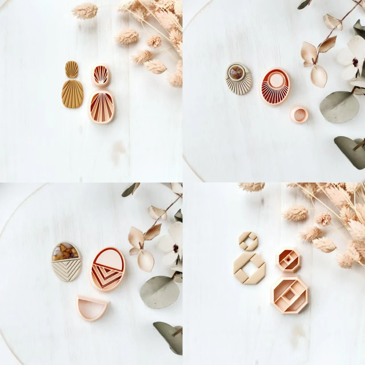 Polymer Clay Earring Cutter set, FAUX STONE, Dangle Clay Cutter, Abstract shape clay cutter