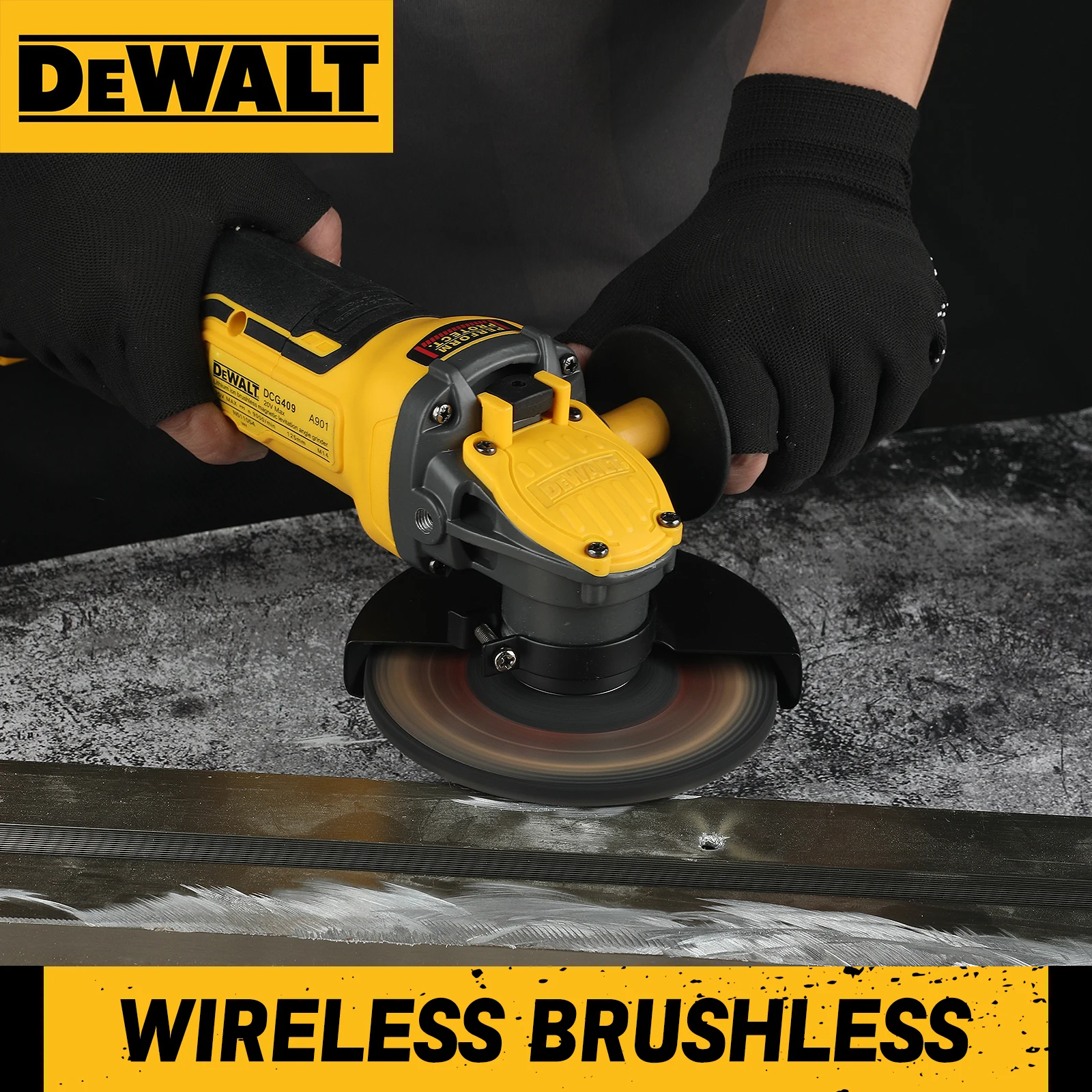 DEWALT Angle Grinder DCG409 20V Cordless Brushless Power Tool Cutting Machine 125mm Rechargeable Portable Polisher