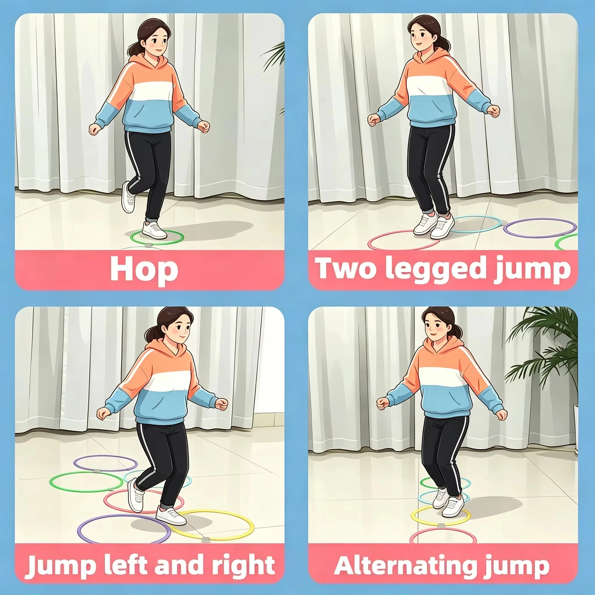 Agility Training Rings Set, Colorful Jumping Hoops with Connectors for Balance, Coordination and Indoor Outdoor Exercise