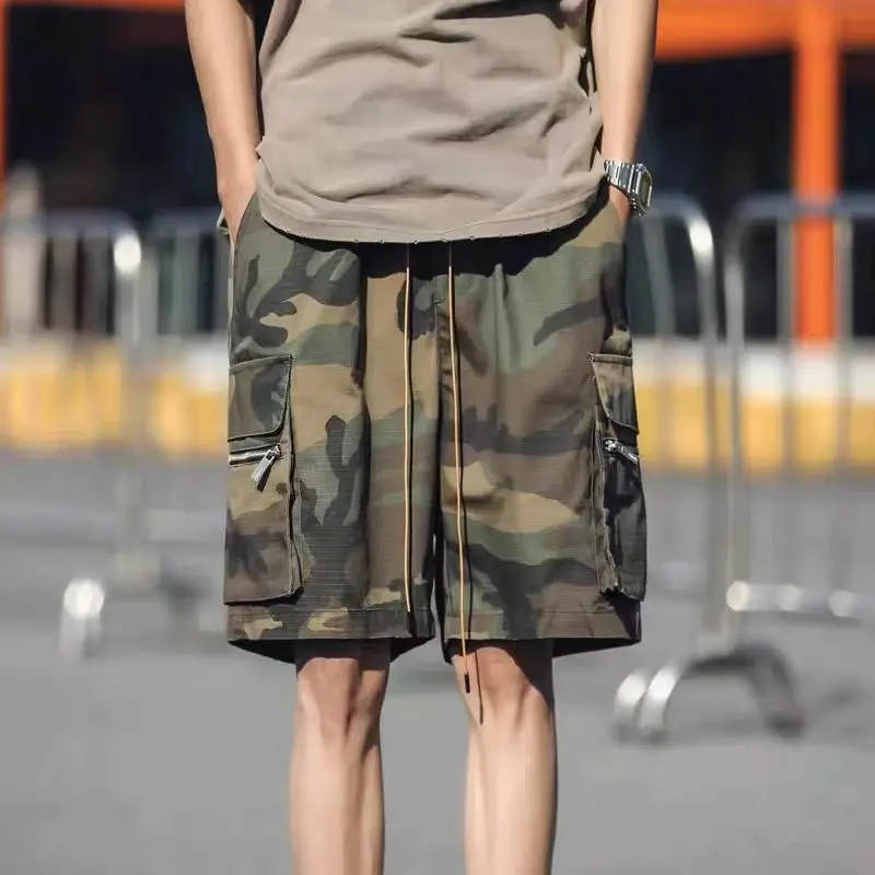 Working Shorts Men's American High Street Camouflage Five-point Mid-trousers Retro