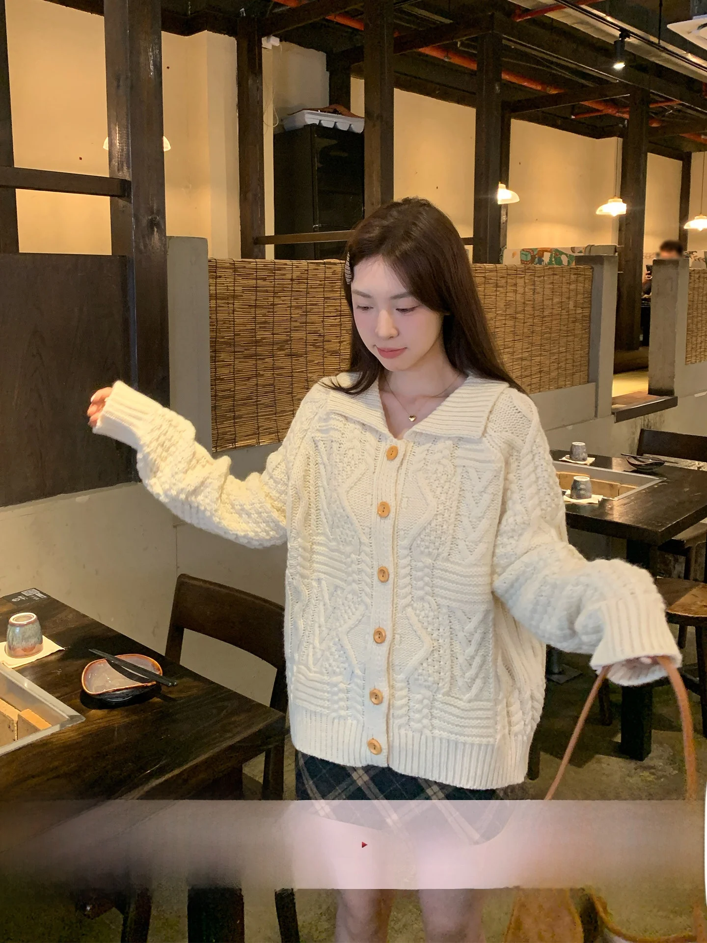 

Morning Bloom Women's Knitted Sweater Coat Soft Cozy Twist-Collared Long-Sve Korean Sle Winter Outerwear Top