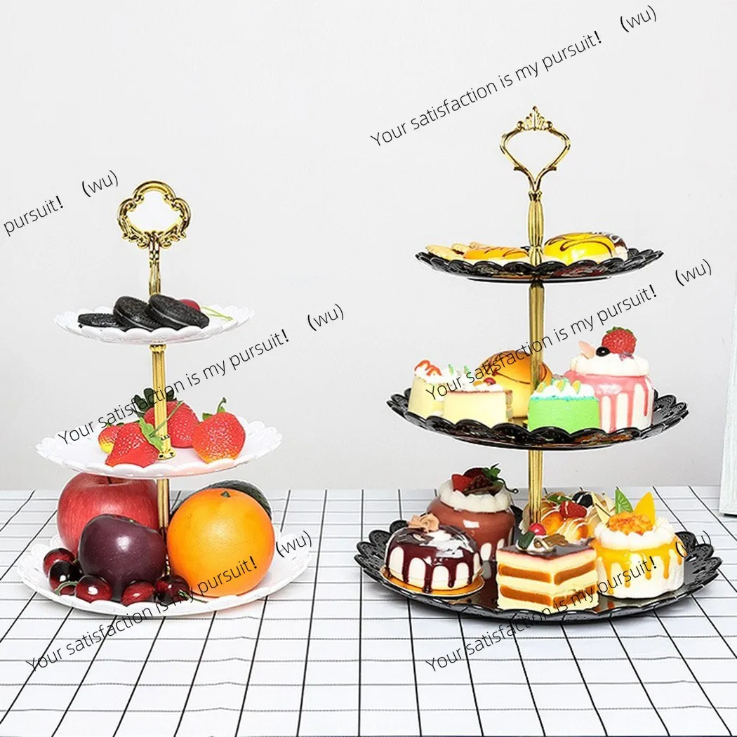 Three-tier cake stall fruit plate. Birthday party placement