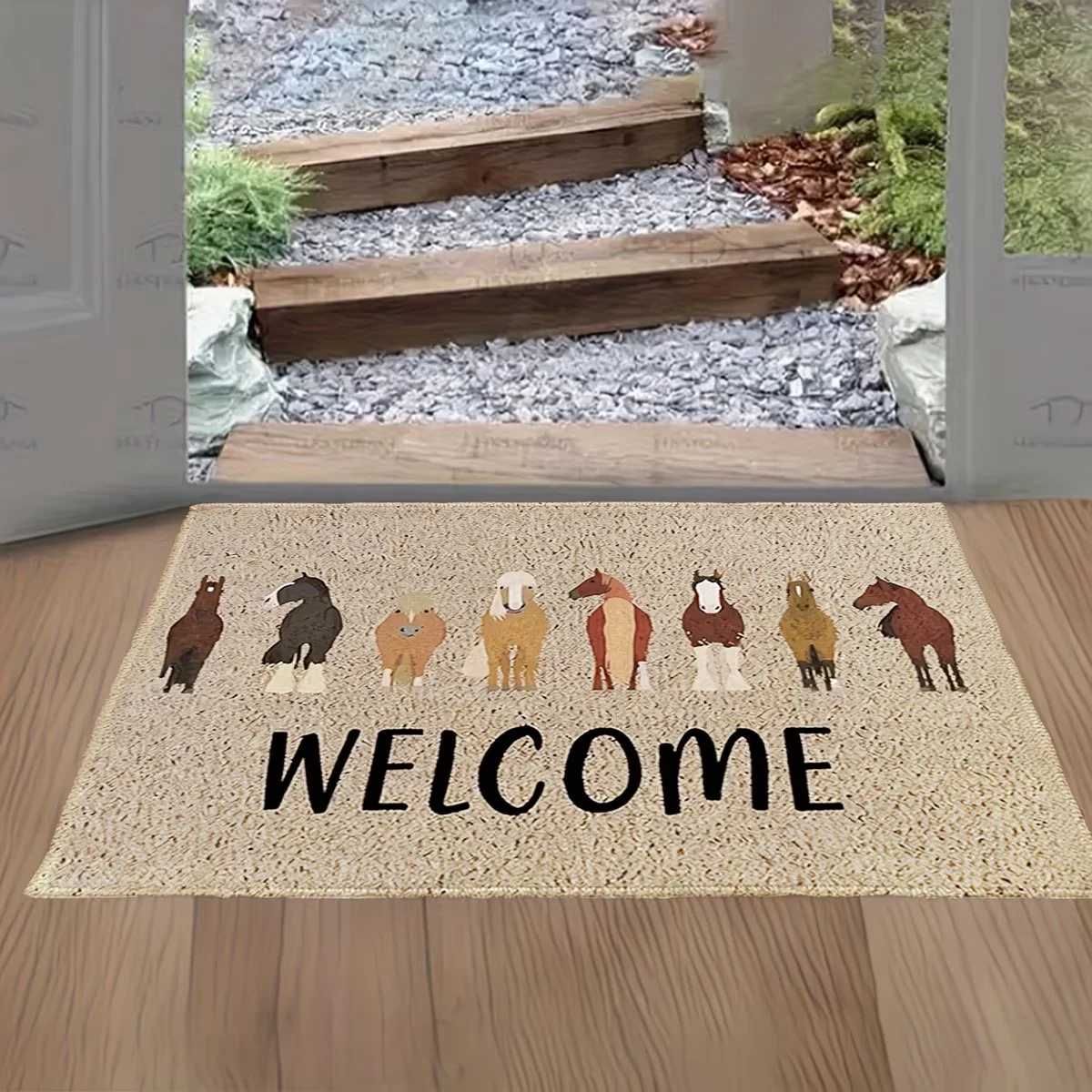 Alfombra de bienvenida con diseño de cabritos, antideslizante, lavable a máquina, para sala de estar, dormitorio, cocina, oficina, decoración del hogar
