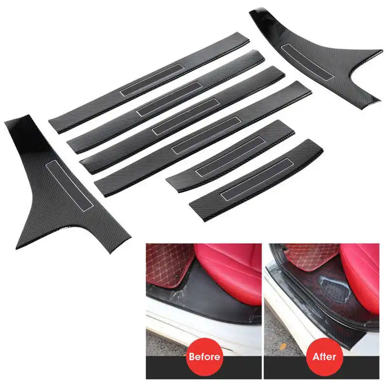 8Pcs/Set Door Sill Plate Carbon Fiber Type Threshold Scuff Protecor Guard Cover Fit for Honda Accord 2018 2019 2020 Car style