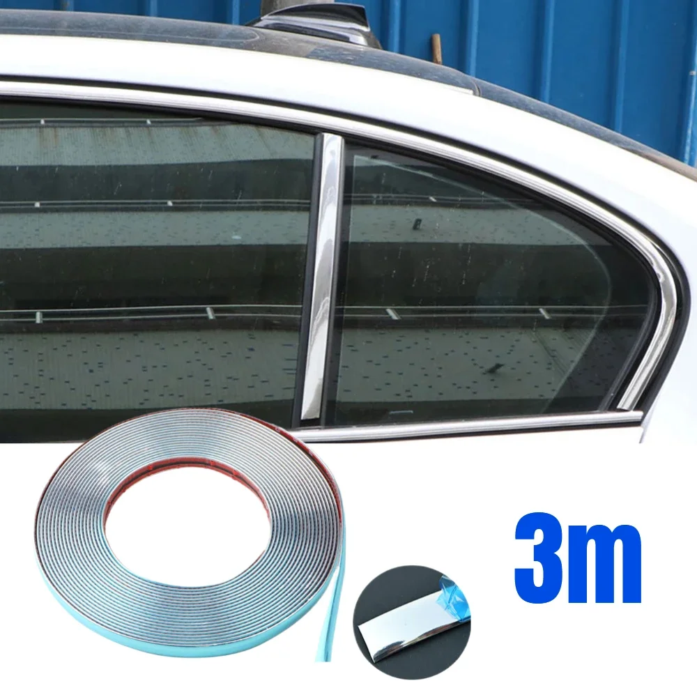 

3 Meter Universal Car Side Door Chrome Strip Moulding Decoration Self Adhesive Bumper Protector Stickers Trim Tape Accessory