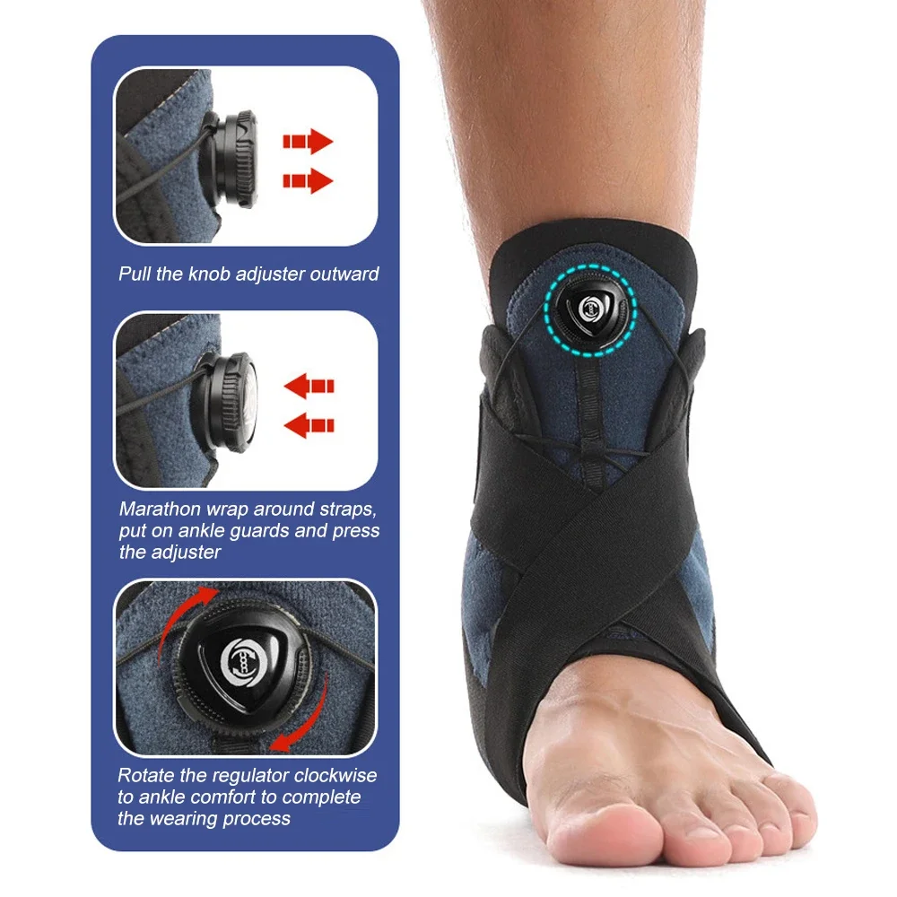 1PCS Ankle Brace for Men & Women, Adjustable Knob Maximum Metal Ankle Support Brace for Tendonitis, Plantar Fasciitis, Swelling