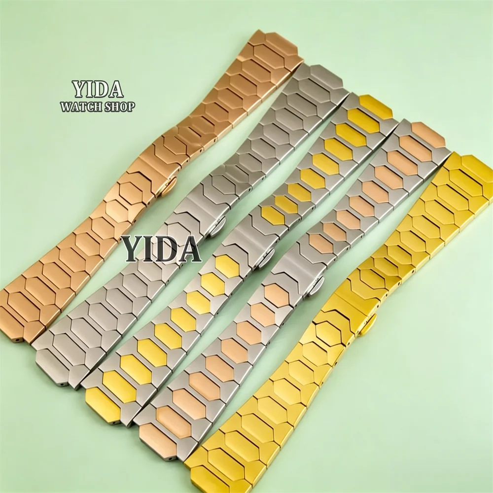 for-222vc-watch-strap-256mm-strap-stainless-steel-watch-bracelet-rose-gold-silver-watchband-mod-watch-parts-vc222-accessories