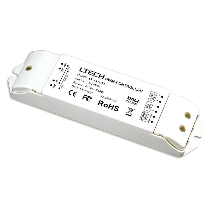 

LTECH New DALI To 0-10V Digital Dimming Signal Converter 12V-24V Input Dual 12A*1CH Output Constant Voltage CV Driver LT-401-12A