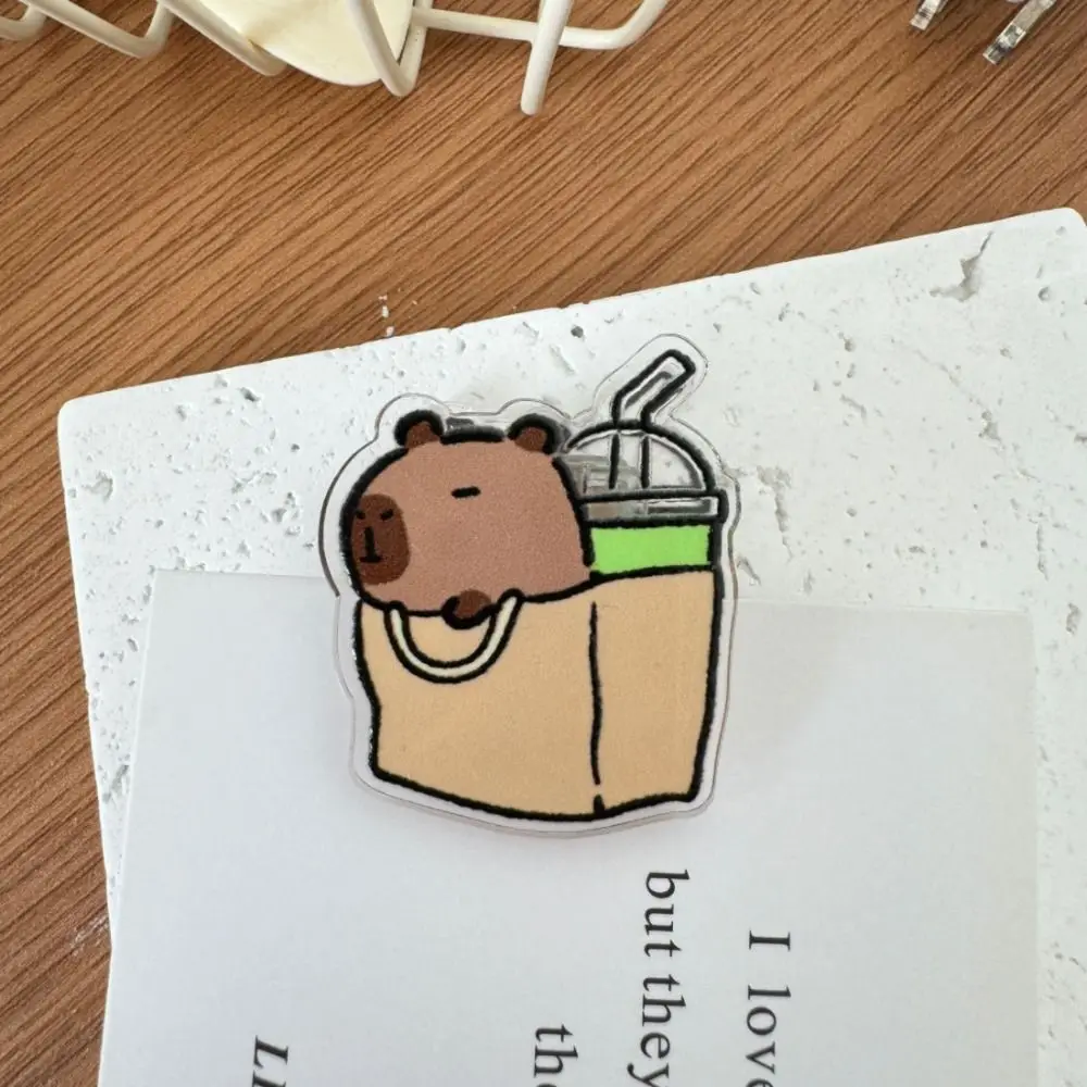 Trombone Capybara en acrylique pour scrapbooking, dessin animé drôle PP, style animal créatif, pince photo mignonne