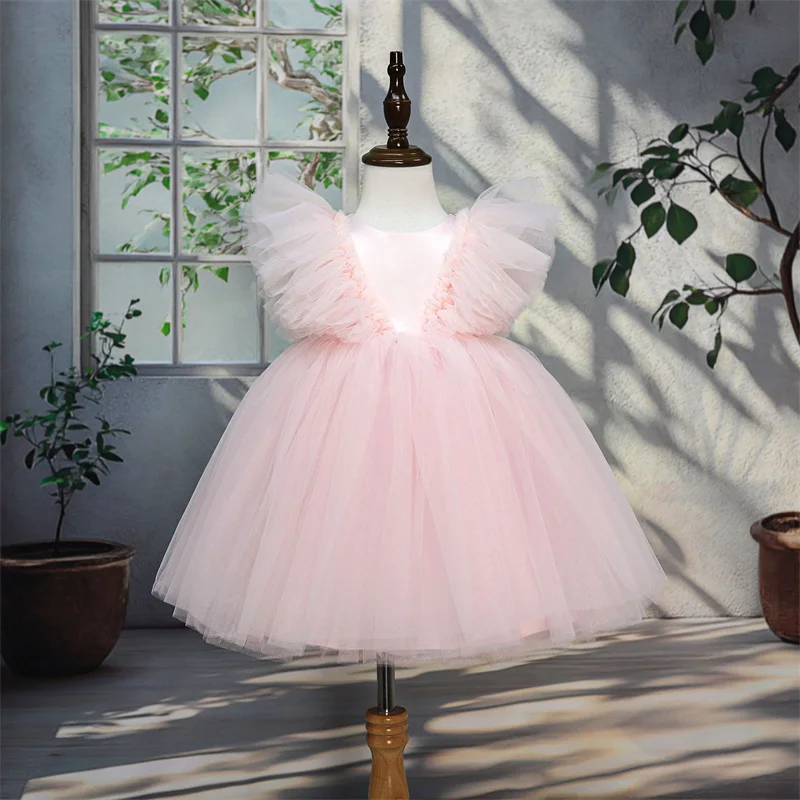 

Детское платье принцессы из фатина с цветами для девочек, платье для первого причастия, бальное платье, платье для свадебной вечеринки, наряд на день рождения