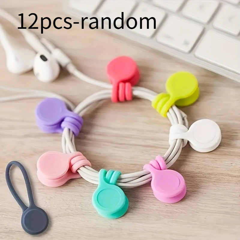 12pcs Magnetic Silicone Cable Ties-Reusable Cord Organizer for USB,Headphones & Keychain -Perfect Gift for Halloween & Christmas