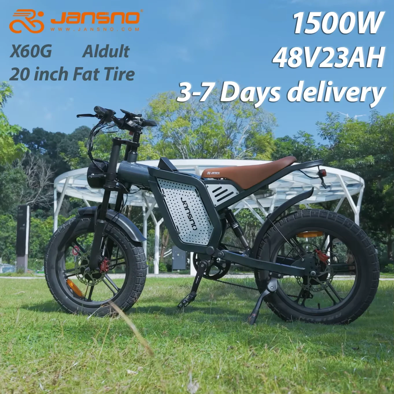 

Jansno X60G Dual motor 1500/250W Electric Bicycle 48V23AH Battery Electric Bike 20" Fat Tire Outdoor Off-Road All Terrain Ebike