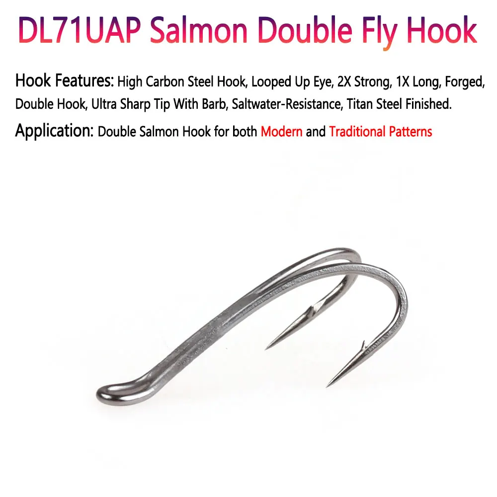 double hooks for fly fishing Tigofly 20 pcs Black Hook Tying Barbed Hooks, Size 4# Americano Pescatore Mustad DS99SAP - Salmon Double