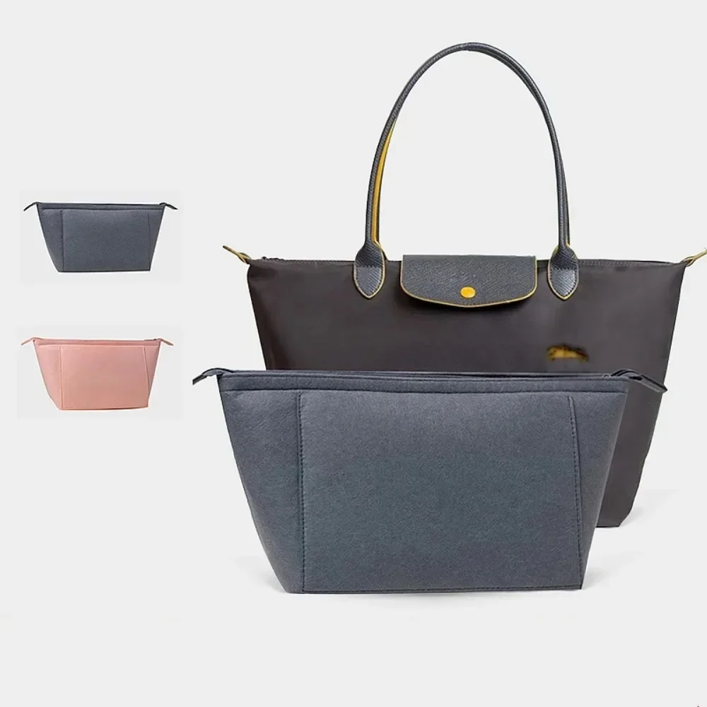 Insert Bag Fits for Longchamps S M L Tote Hand Bag Felt Cloth Makeup Bag Support Travel Portable Insert Purse Organizer