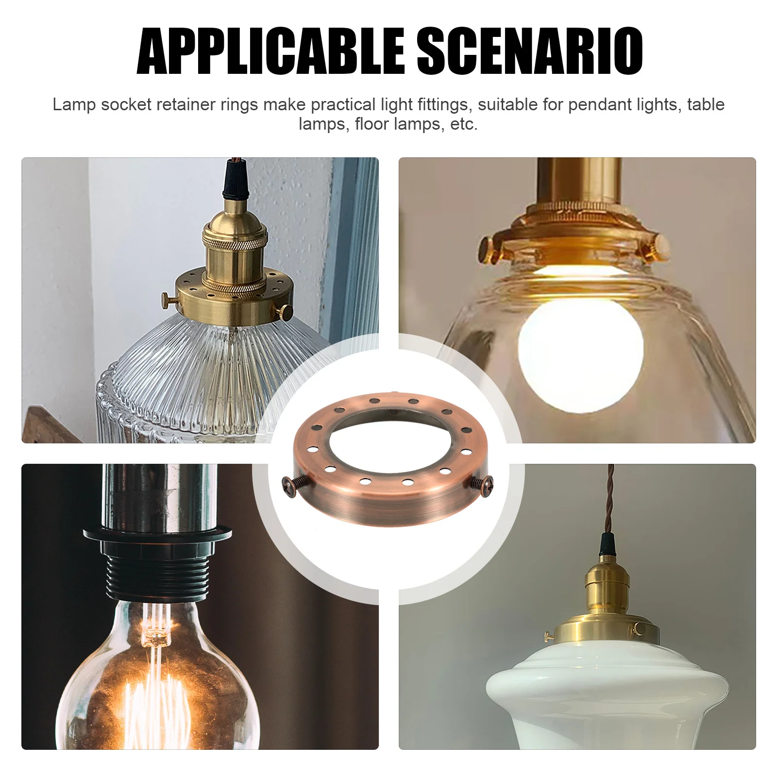 

Vintage Style Three-Hole Lamp Shade Holder Solid Iron Lampshade Reducer Ring Replacement Light Fixture Part for Pendant Table