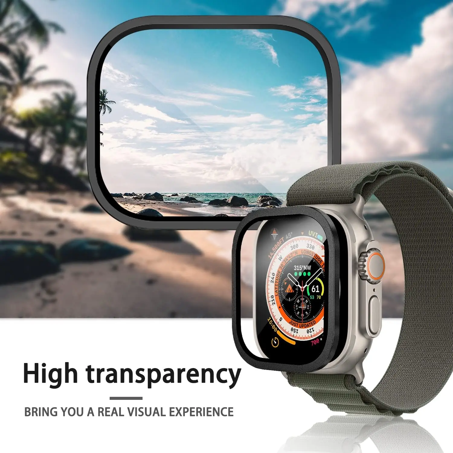 واقي شاشة من الزجاج المقسى لساعة أبل الترا 3 2 1 49 ملم مضاد للخدش HD مصد معدني فيلم كامل لساعة اي واتش الترا 49 ملم