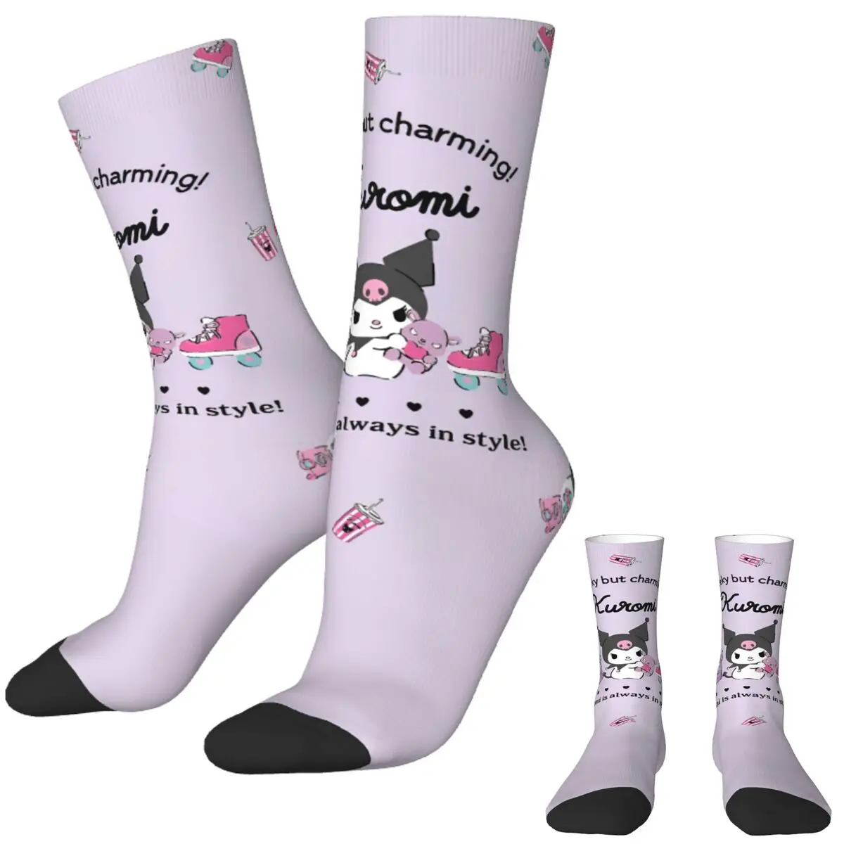 Kuromi Socks Korean Stockings Autumn Anti Slip Adults Men Socks Soft Breathable Design Outdoor Socks