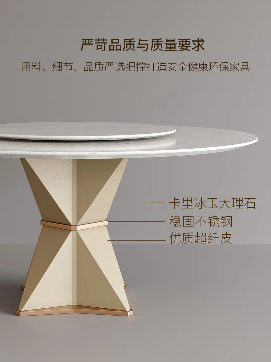 NEW Imported natural marble dining table, modern minimalist and luxurious villa, high-end designer dining , large floor