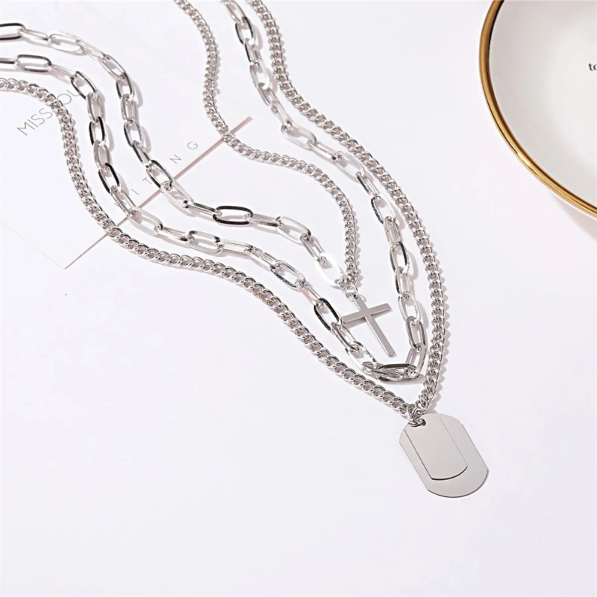 

Fashion Multi-layer Sweater Chain Punk Exaggerated Cross Necklace Hipster Street Hip-hop Three-piece Necklace Women's Jewelry 1$