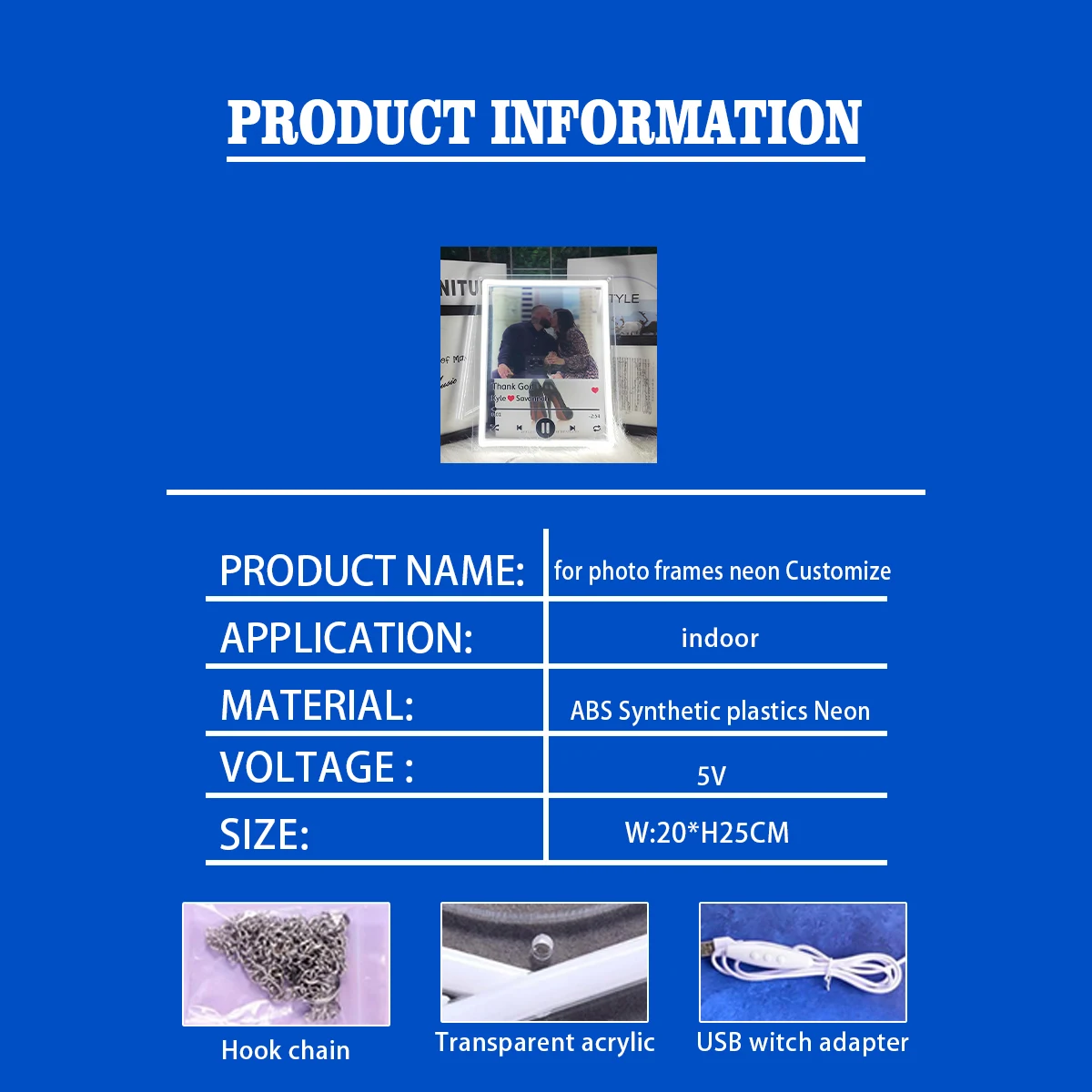 LED Light-emitting Lamp Group Photo Frame-shaped Ambient Decorative Light, Customizable