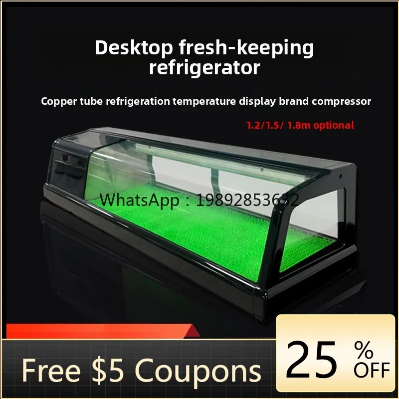 ZZ Commercial Sushi Salmon Sashimi Refrigerated Fresh-Keeping Counter Single-Layer Food Display Cabinet for Fruits and Foods