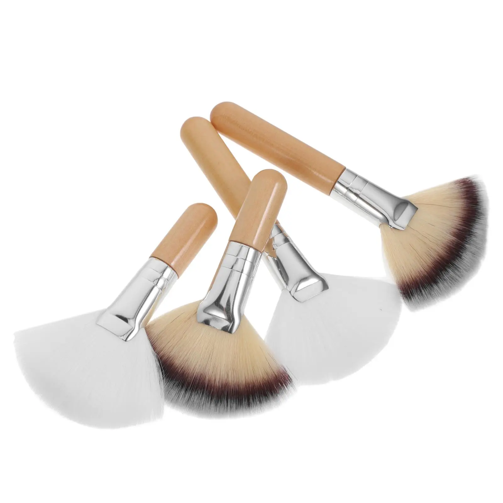 Brosse à poudre libre, 4 pièces, maquillage, Blush, soins de la peau, surligneurs, épurateur de visage, éventail à paillettes