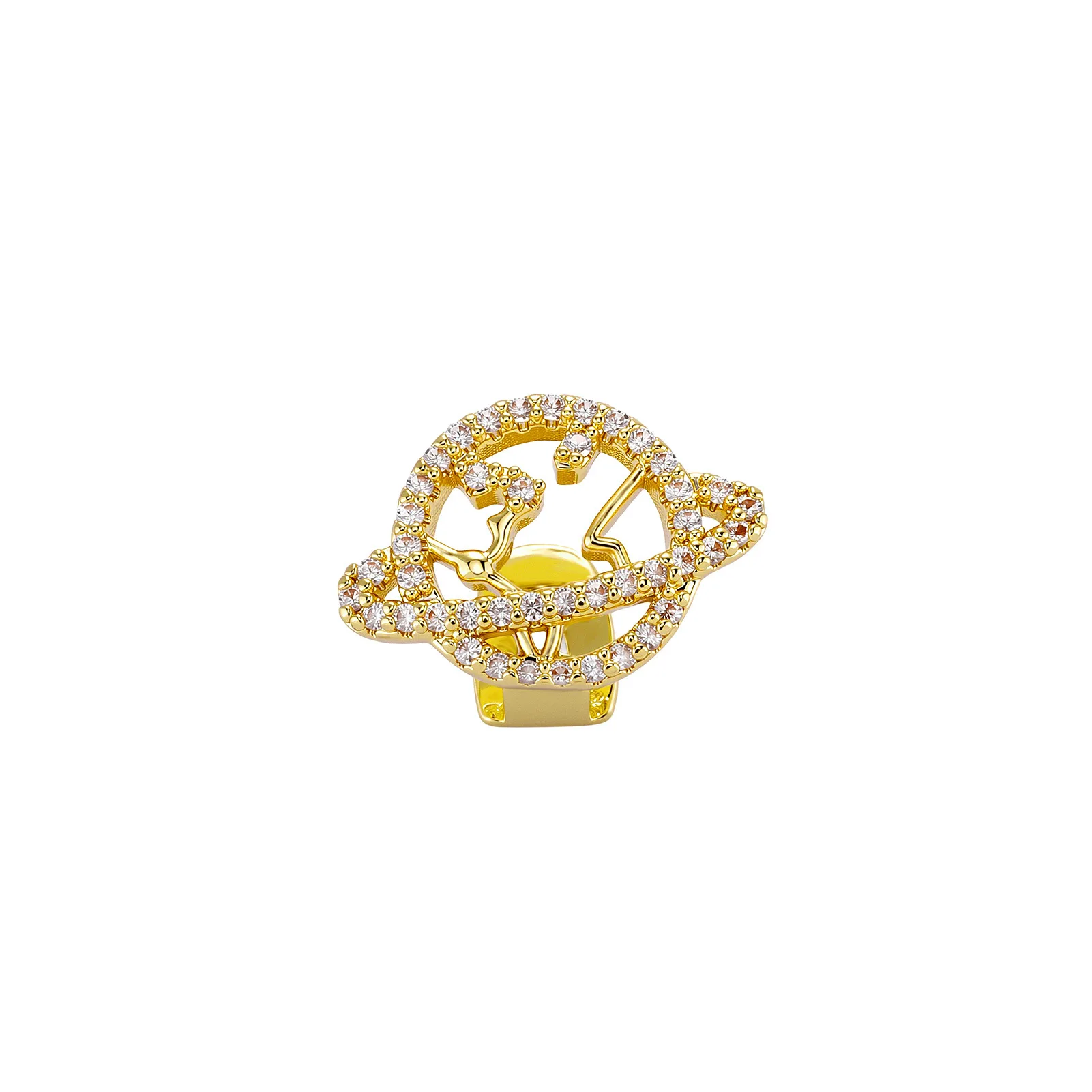 Iced Out Unique Earth Globe Grillz Teeth Jewelry Bling Tooth Cover Gold Silver Color Hip Hop Fashion Mouth Accessories