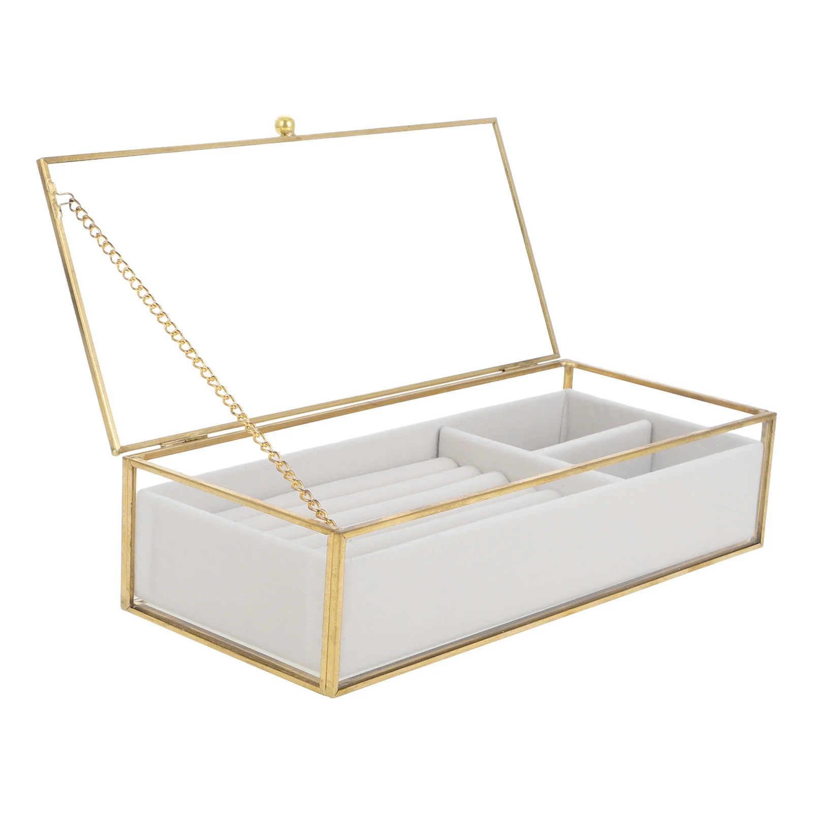 

Шкатулка для украшений для женщин, прозрачный органайзер с отделениями для серег, колец, ожерелий, минималистичный дисплей-органайзер