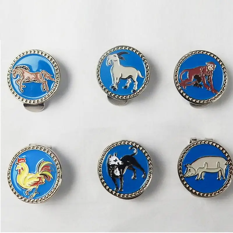 12 animali zodiacali cappello da Golf Clip Ball Marker Design zodiacale cappello magnetico Clip Mouse/Ox/Tiger/Rabbit/Dragon/Snake/Horse/Sheep/Monk