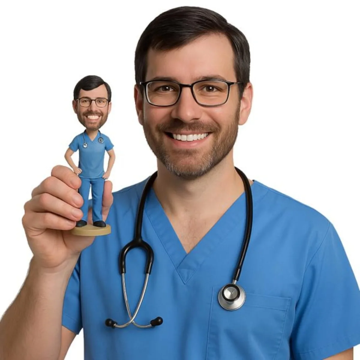 

Персонализированная фигурка-бобблхед на заказ по фото: медик, медсестра или врач в медицинской форме, ручная работа из глины, подарок