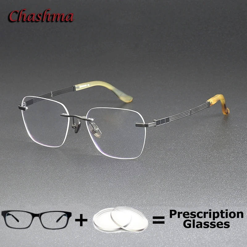 Top Quality Optical Prescription Glasses Anti Blue Ray Durable Multifocal Progressive Lenses Fashion Rimless Spectacle for Men