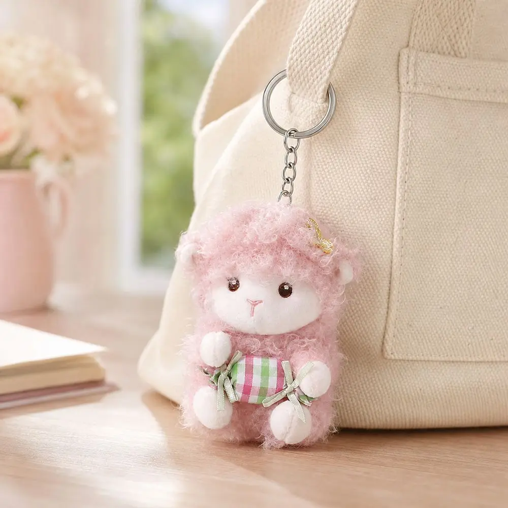 Cartoon Candies Lamb Keychain Seated Lamb Shape Bottle Sheep Keychain Pendant Lightweight Soft Animal Keychain