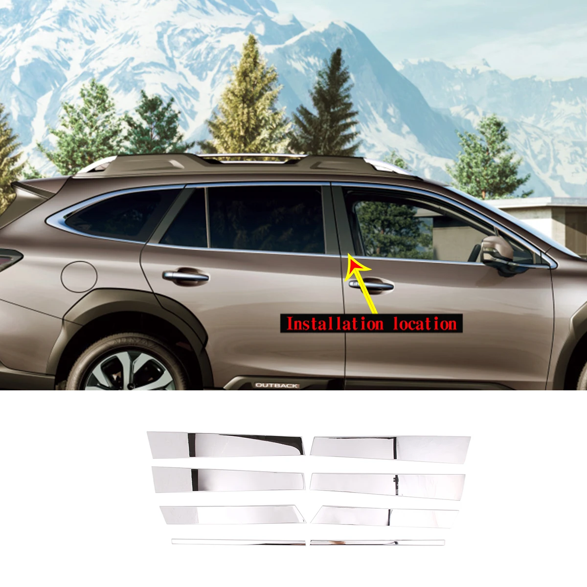 

For Subaru Outback 22 car styling Stainless steel Silver Car Door Window Center B Pillar Post Trim Cover Sticker Car Accessories