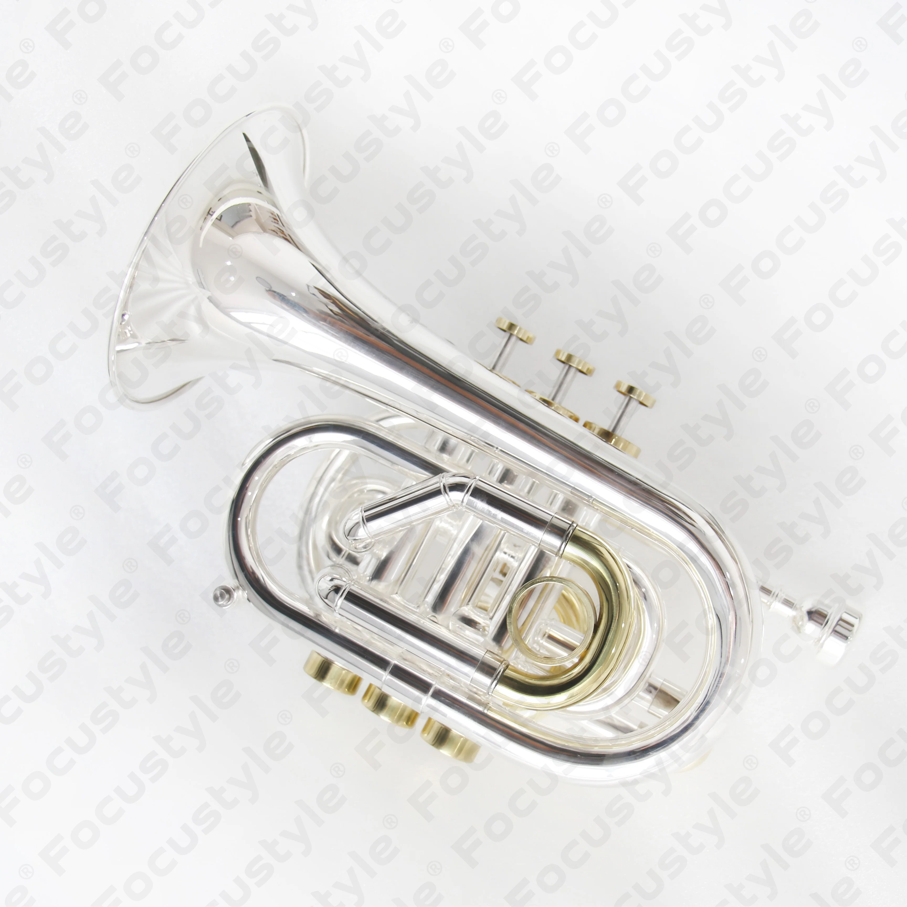 High Quality Musical Instruments Bb Tone Pocket Trumpet With Silver Plated Brass Body and Cupronickel Valves