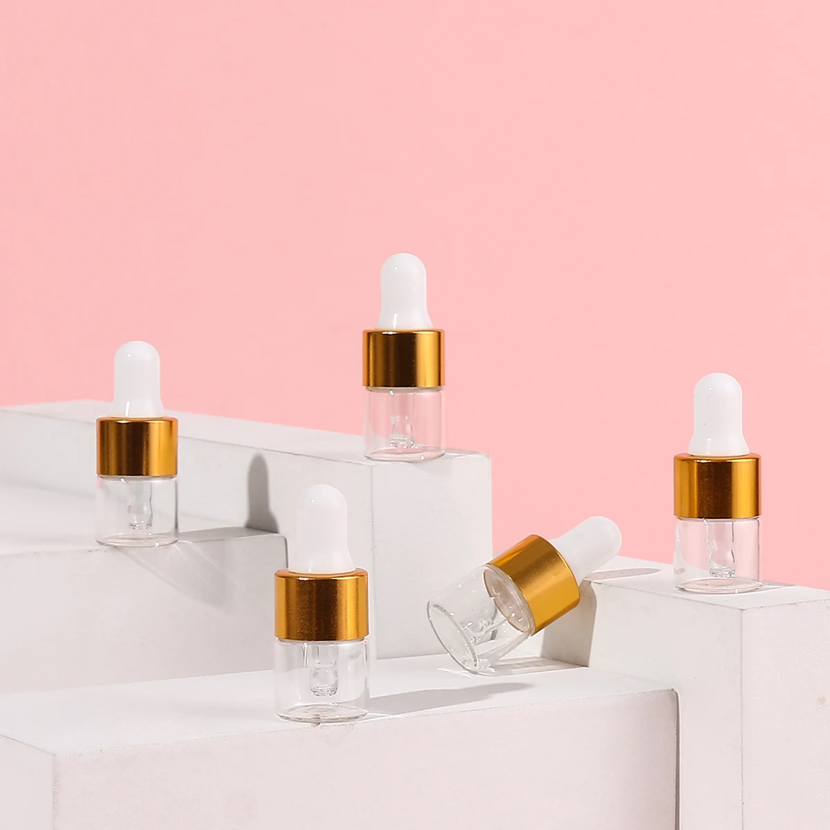 50pcs 1ml Clear Mini Glass Dropper Bottles Small with Glass Eye Dropper for Essential Oils Sample Traveling