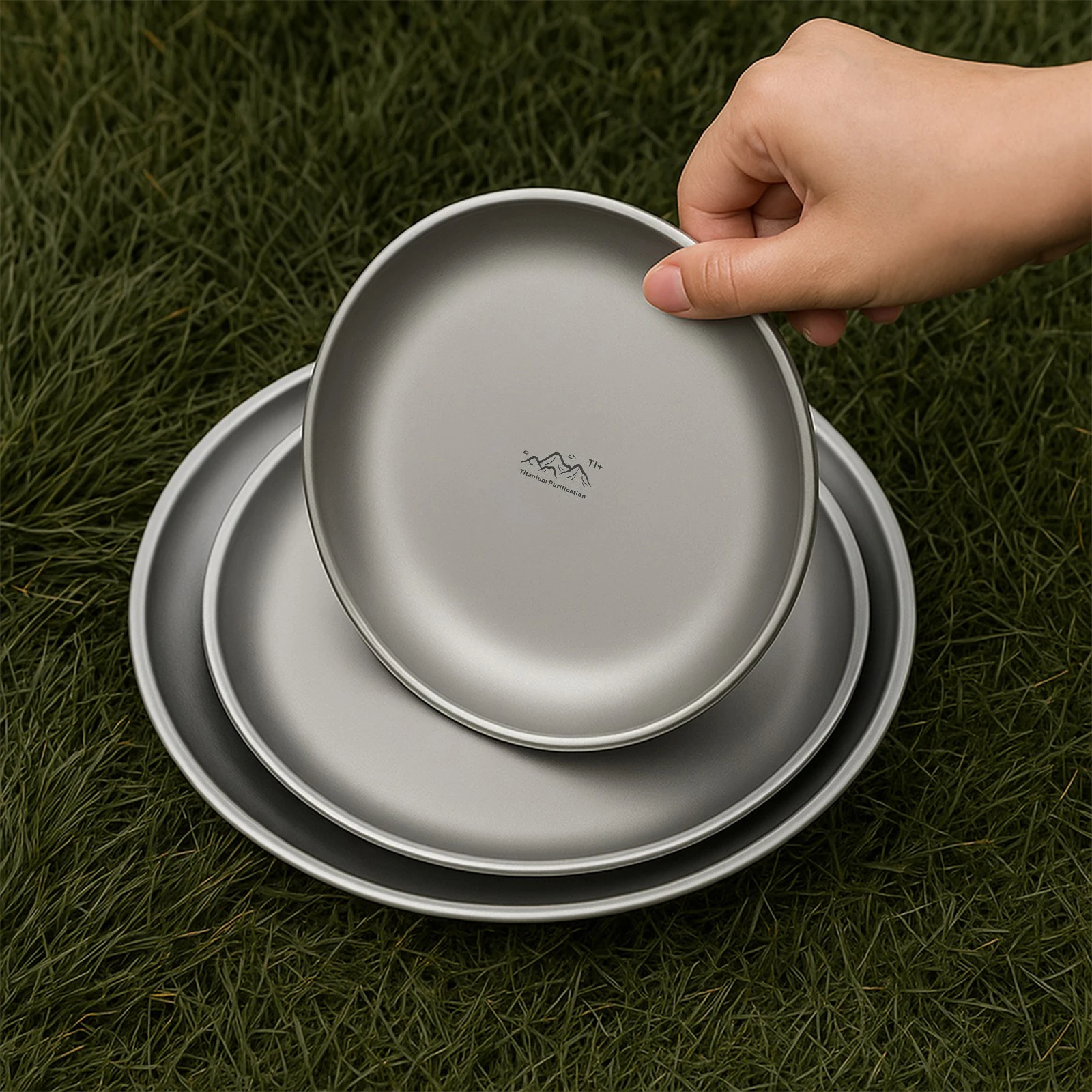 Titanium Purification Plate Backcountry Dinnerware Anti-Fall Stackable Camping Tray Outdoor Fruit Salad Plate Camping Supplies