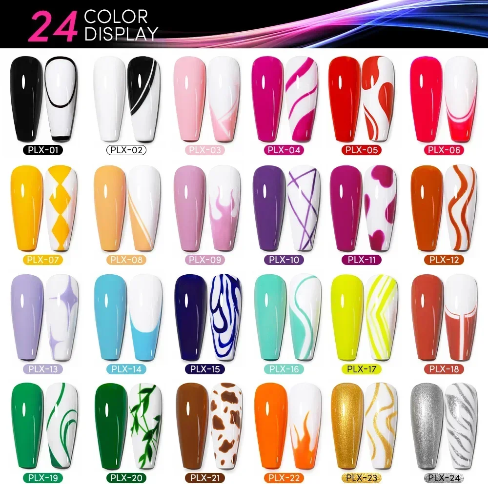 24Pcs Line Gel Nail Polish Set Semi Permanent UV Gel For DIY Painting Drawing Manicure Varnish Nail Art Liner Gel Brushed Glue