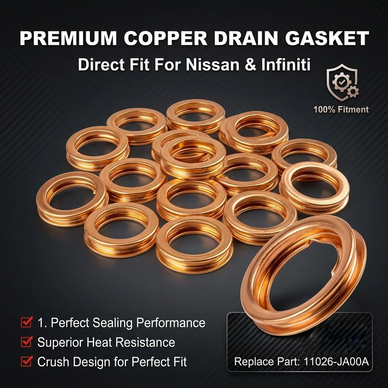 Junta de tapón de drenaje de aceite de coche 11026-JA00A 11026-31X00 11026-01M02 para Nissan para Infiniti, tuerca de drenaje de aceite de motor, arandela de sellado tipo O