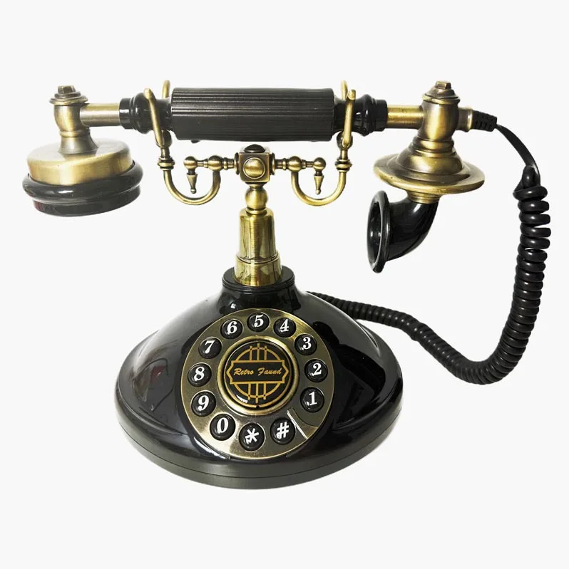 Old Nostalgic Retro Phone European Fashion Retro Vintage Home Office Wired Rotating and Button Fixed Telephone Novelty Gift