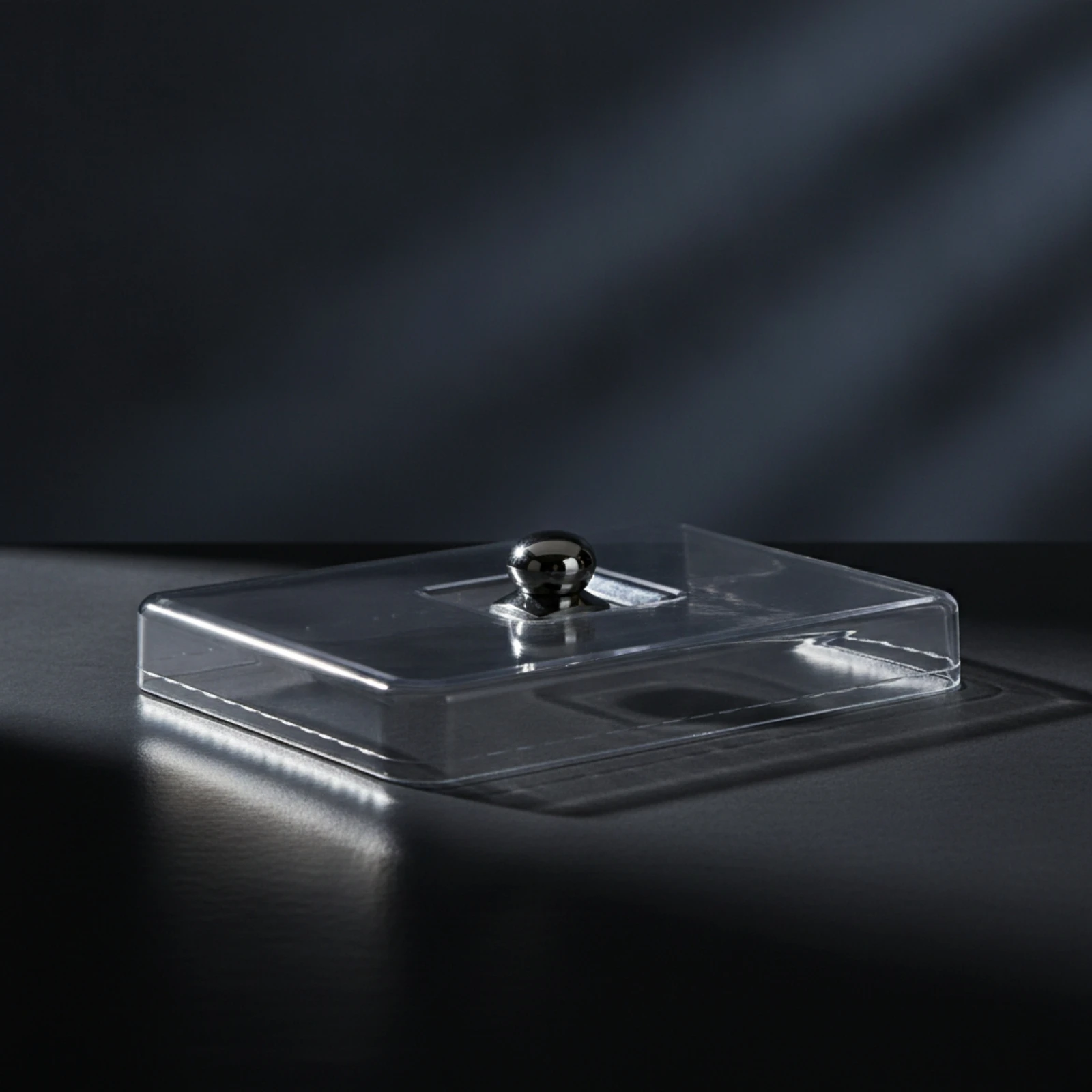 Food Cover with Metal Knob Slimline Rectangular Food Dome Clear Platter Lid Transparent Dome Cover with Handle for Caterers